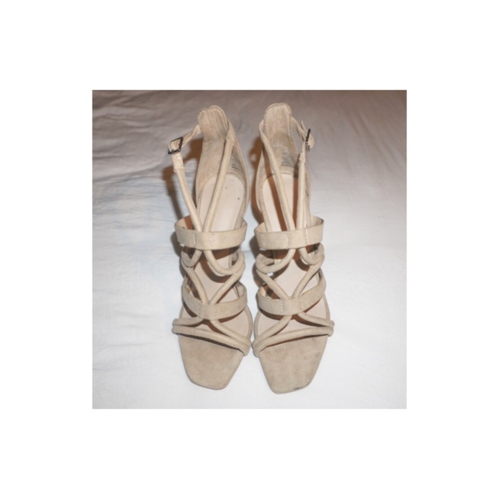 Zara SUEDE STRAPPY NUDE HEELS
